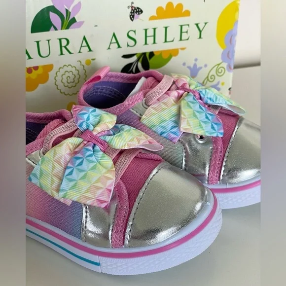 Laura Ashley Toddler Baby Girl Pink Sparkly Rainbow Slip-on Sneaker size 5 - Picture 9 of 12